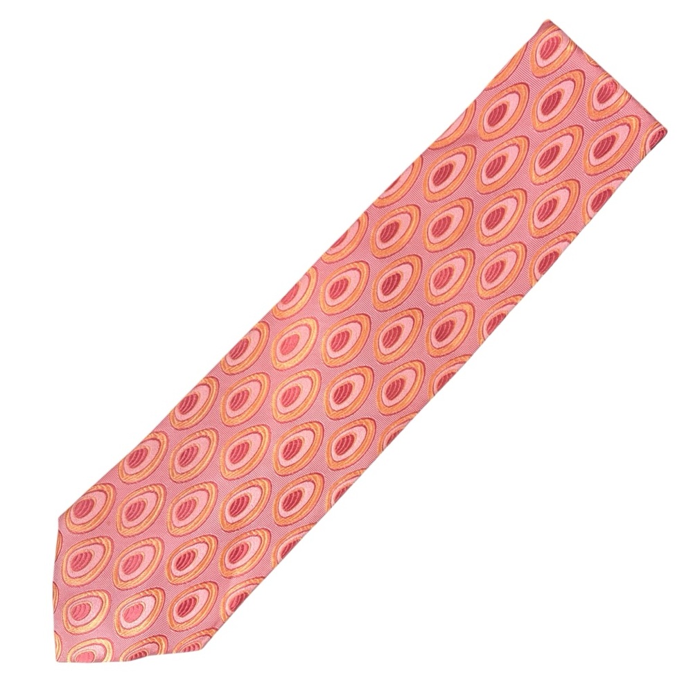 Villa Bolgheri Italia Pink Circle Patterned Silk Tie 59" x 4" Made in Italy